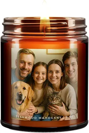 Custom Photo Candle - Personalized All-Natural Soy Wax Candle with 50+ Hours Burn Time