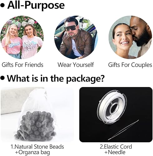 Miniatura 4 de AsVrai U 100 cuentas redondas de lava volcánica negra natural de 0.236 pulgadas para hacer joyas, collares, pulseras