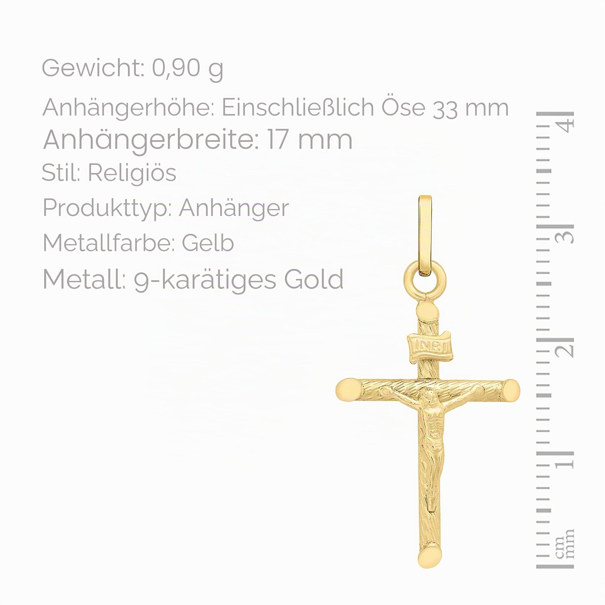 CARISSIMA Damen Kruzifix Anhänger 375 Gelbgold 2.7 cm - 1.64.2269