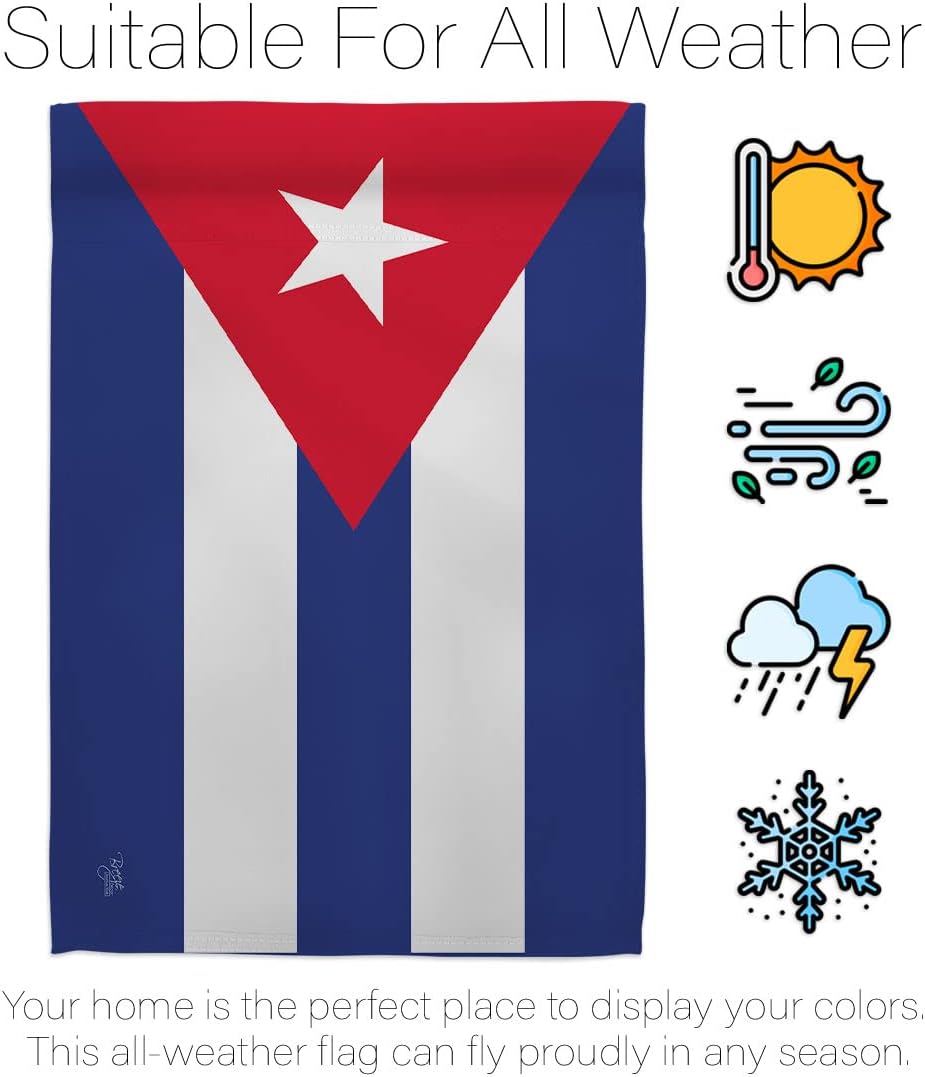 Breeze Decor Cuba Garden Flag - Set with Stand Regional Nationality Nation International World Country Particular Area - House Decoration Banner Small Yard Gift Double-Sided Made in USA 13 X 18.5