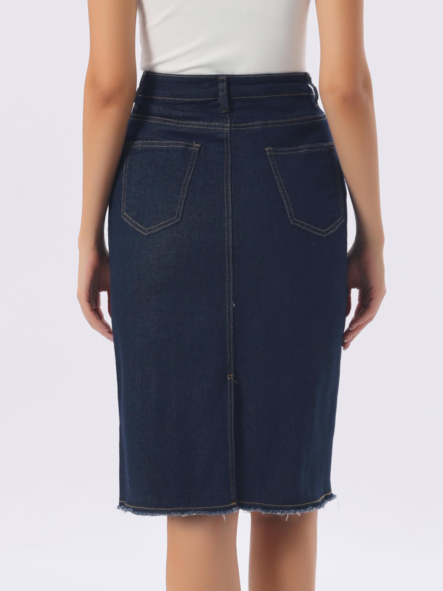 Allegra K Falda de Mezclilla Casual para Mujer Falda Cortas con Ventilación Trasera de Cintura Alta