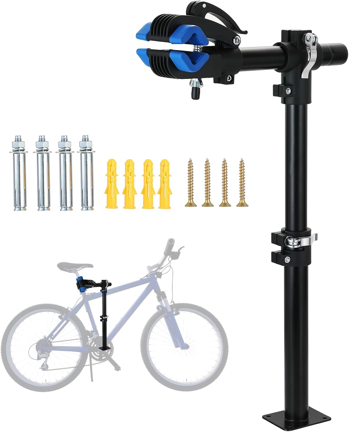 NATGAI Height Adjustable Bike Repair Stand, Bench Mount Bicycle Maintenance Rack Workstand, Adjustable Removable Home Bicycle Maintenance Stand for Road Mountain Bikes (Blue)
