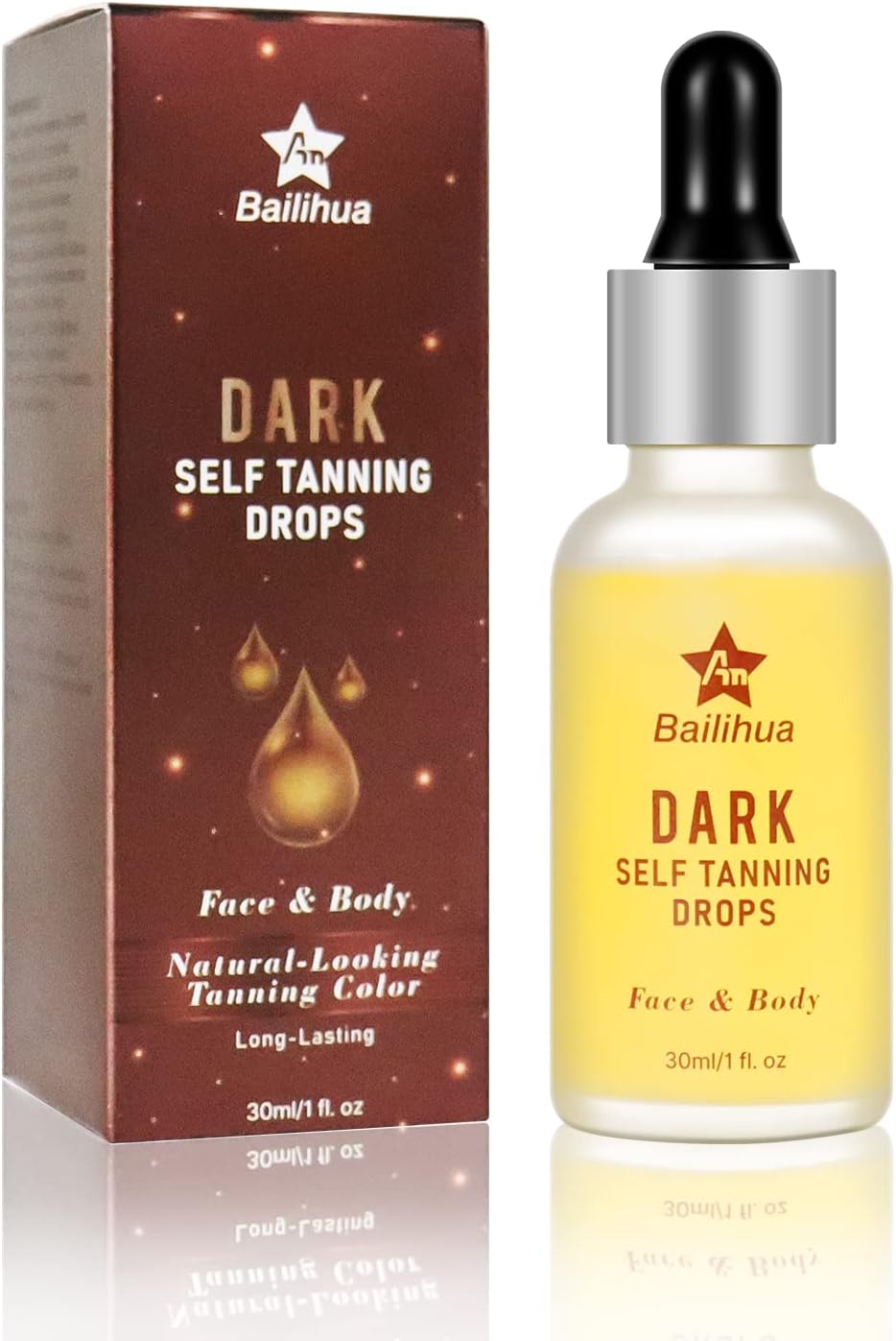 Self Tanner for Face and Body, Dark Self Tanning Drops,Natural Sunless Tanning drops for Perfect