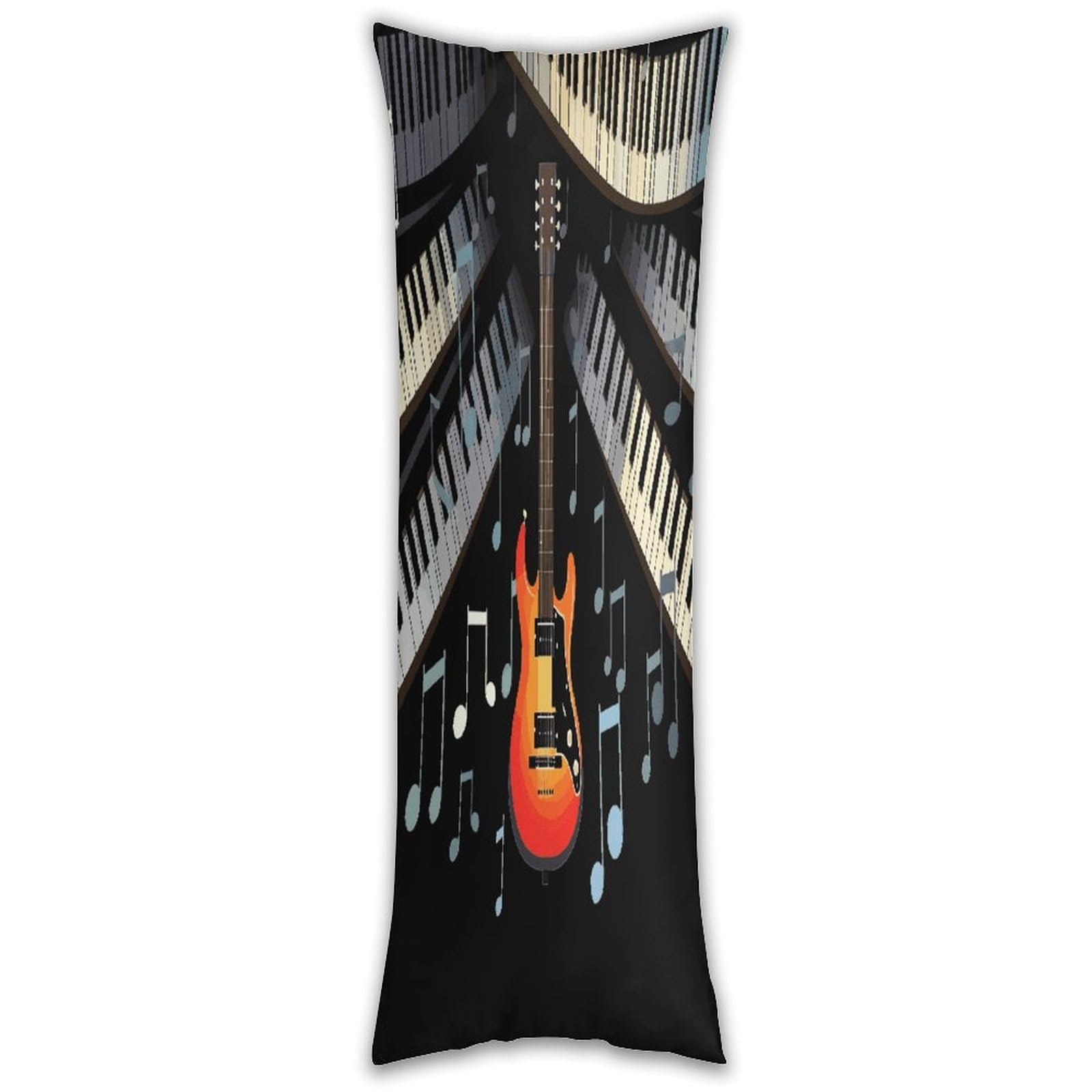 Guitar Piano Pattern Pillow Case Breathable Absorb Sweat Long Pillowcover Exquisite Unique Pillow Protector for All Seasons Hot Sleepers Body Pillowcase
