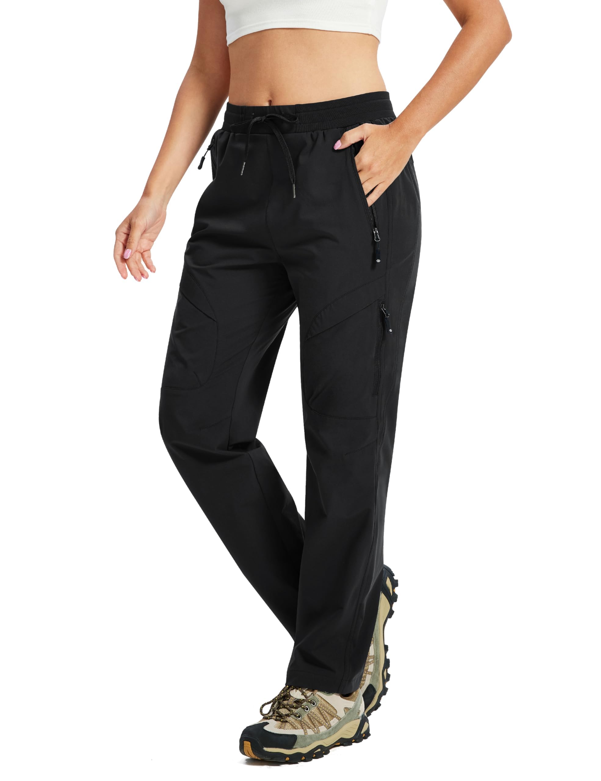 AIRIKE Pantalones Trekking Mujer Pantalones de Senderismo Impermeables Pantalon Cargo Elasticos Verano Pantalones de Trabajo con Bolsillos Cargo Ligeros al Aire Libre