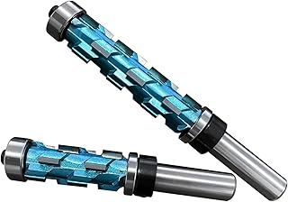 Flush Trim Router Bit Set, 2 Pcs 1/2" Shank Bearing Flush Trim Bit 3- 7/8" and 4-7/8", Double Bearing Spiral Trimmer, Flush Trimming Bit Specialised for Wood Trimming