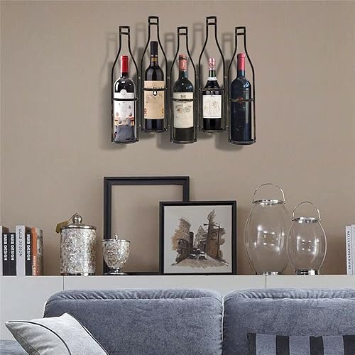 Miniatura 3 de Leblett Botellas para vinos montadas en la pared, soportes de vidrio champán para almacenamiento de bar en la cocina, 5 soportes para botellas de