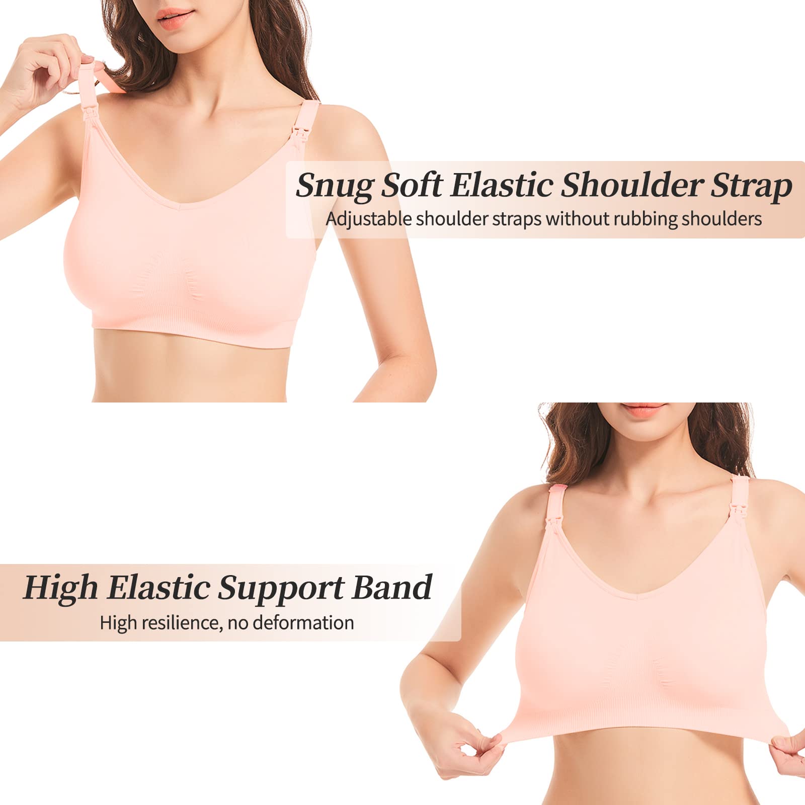 Dresime Reggiseni Allattamento 3 Pezzi Senza Cuciture Reggiseno Premaman Senza Ferretto Morbido con Imbottito Reggiseno Gravidanza con Estensioni Extra del Reggiseno e Clip