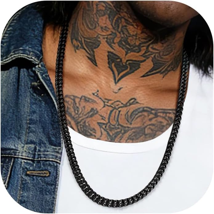 Stainless Steel Link Chain Necklace for Men Women 5/7/9/12mm Wide Chunky Cuban Curb Chains Hip Hop Jewelry(with Gift Box)