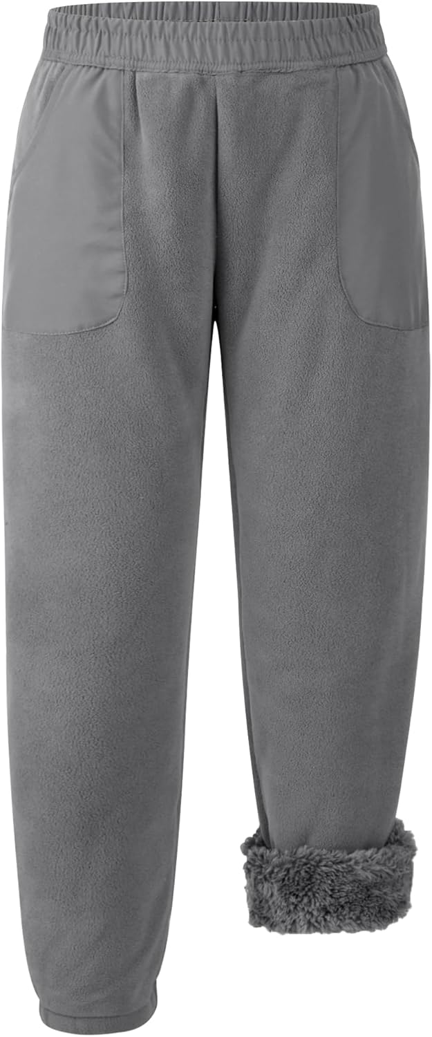 Happy Cherry Fleece Lined Sweatpants for Boys Girls Elastic Waist Winter Warm Jogger Snow Pants