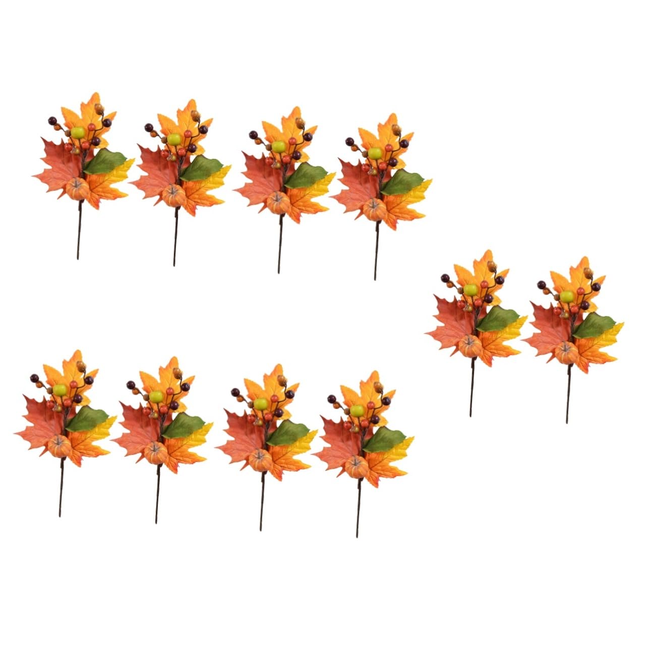 Cabilock 5 Sätze Faux-ahorn-kürbis Kürbisse Künstliche Blumen Fallen Blätter Draußen Herbstdeko Künstliche Blüten Herbstlaub Künstlicher Ahornblattzweig Seidenblume Orange 2 Stück * 5