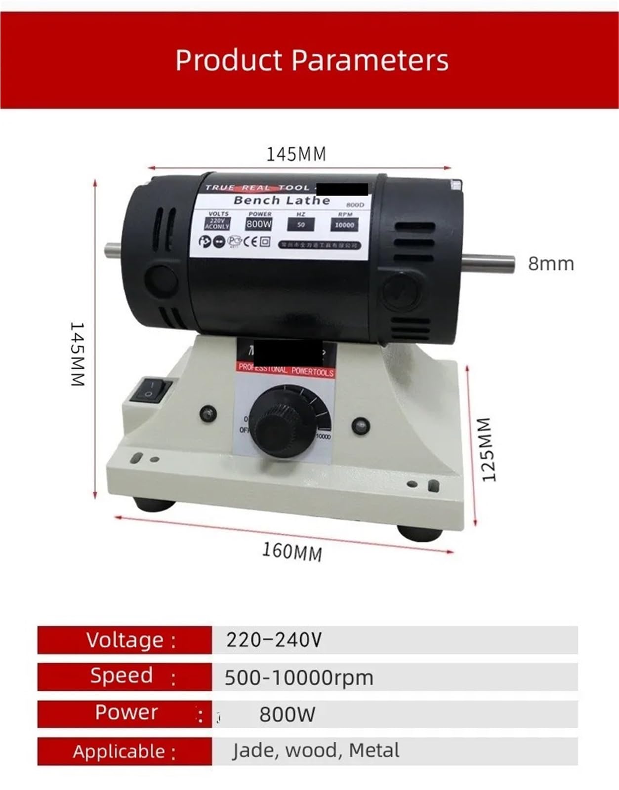 Amoladora de banco de alta potencia, for carpintería eléctrica, tallado de jade, pulidora, mango de eje flexible de 0,3-4 mm, 800 W