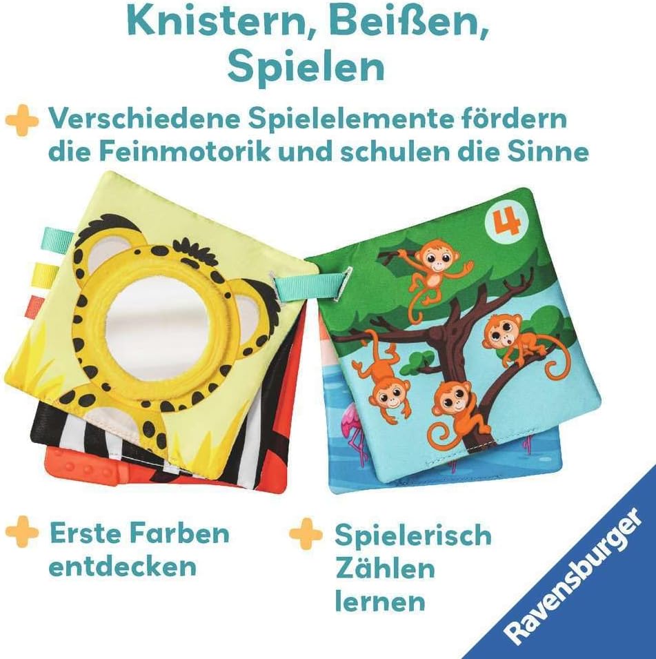 Ravensburger 4854 Play+ Mein allererstes Spielbuch: Zahlen und Farben, Stoffbuch, Kuschelbuch, Farben, Zahlen
