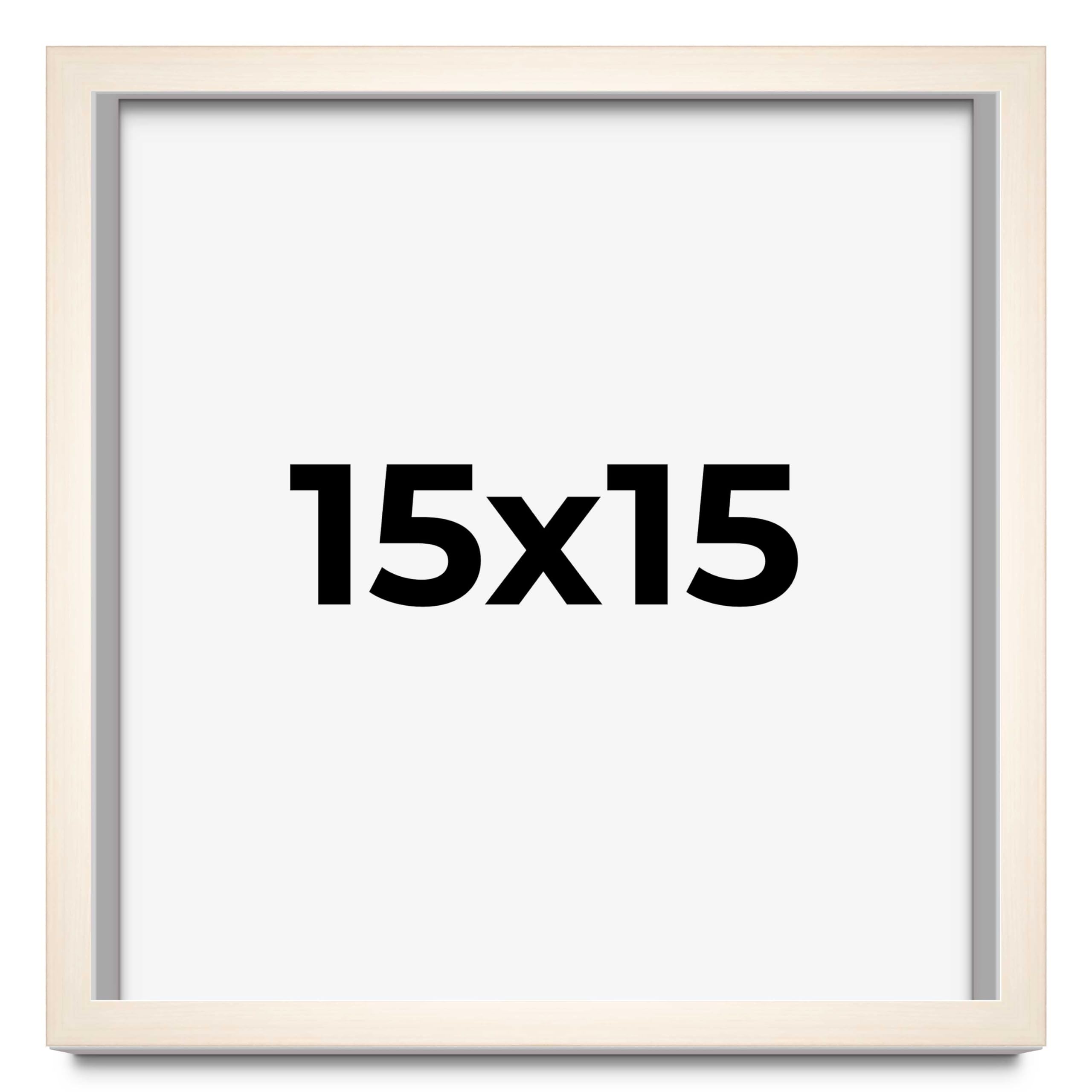 15x15 Shadow Box White Washed Solid Wood Square Picture Frame with UV Acrylic Plexiglass, Backing & Hardware Included
