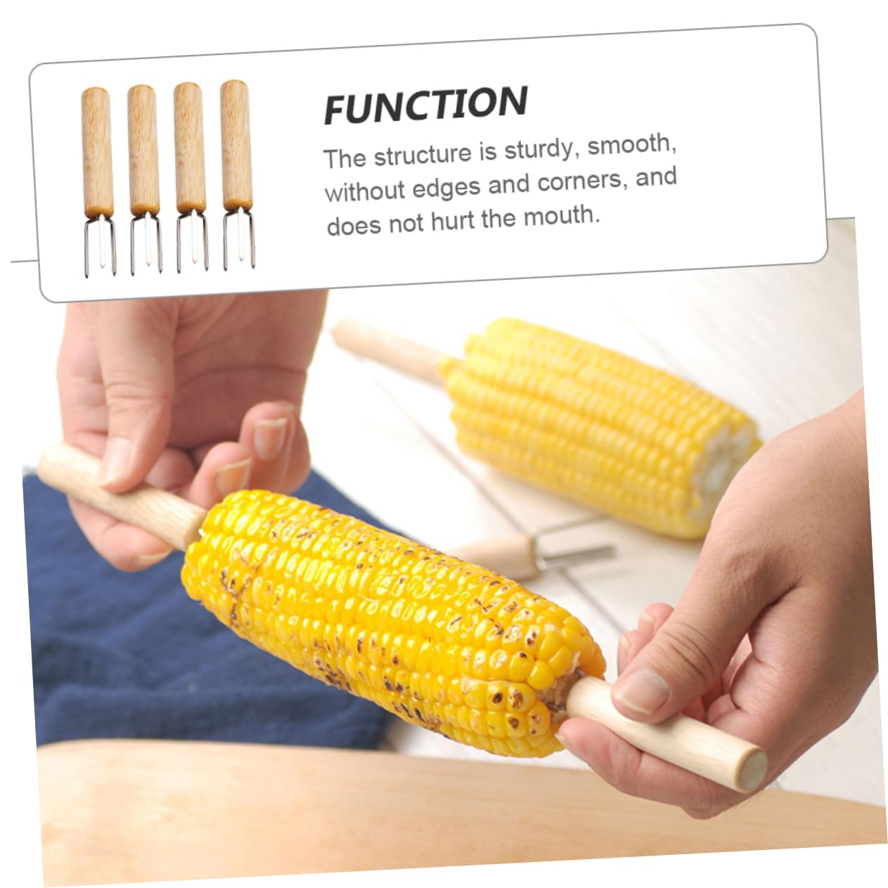 4pcs Stainless Steel Corn Holders with Grips Fruit Skewers for Bbq for Family Dining and Parties