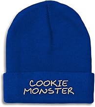Custom Beanies for Men Cookie Monster Embroidery Design Skull Cap Winter Hats for Women Acrylic One Size
