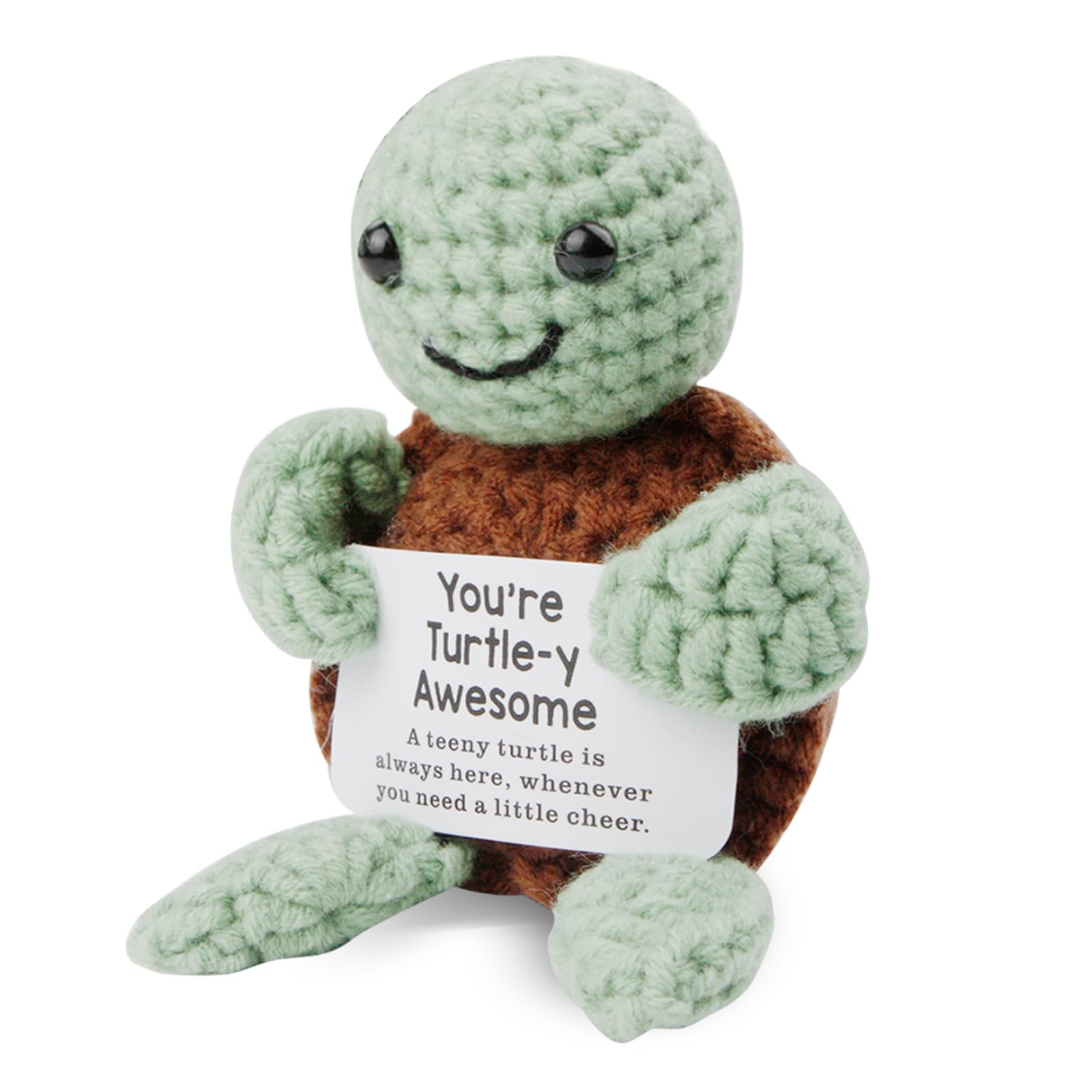 MLABINYA Funny Positive Turtle,Birthday Gifts and Emotional Support Crochet Gifts for Women,Handmade Crochet Animals Cute Stuff,Inspirational Gifts for Women,Home Decor