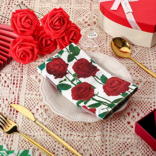 Zonon ZONON-BATHROOM NAPKINS-01 150 Pieces Valentine'S Day Rose Floral Guest Napkins Disposable Paper Guest Hand Towels Flowers Dinner Hand Napkin Decorative thumb #1