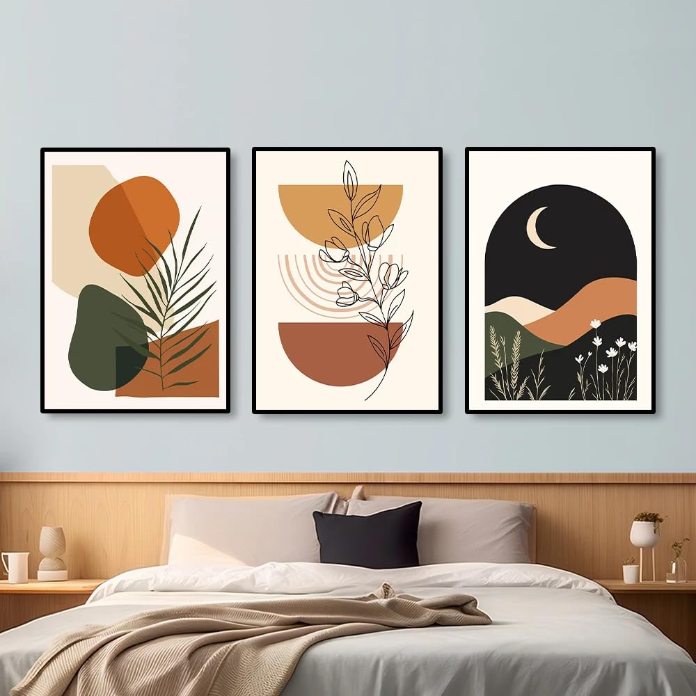 SOBMQ Poster-Abstract botanical floral and Color Block Wall Canvas Painting Modern Poster Print Art Picture For Living Room Bedroom Home Decoration-60 * 70cm-3PCS (No Frame)