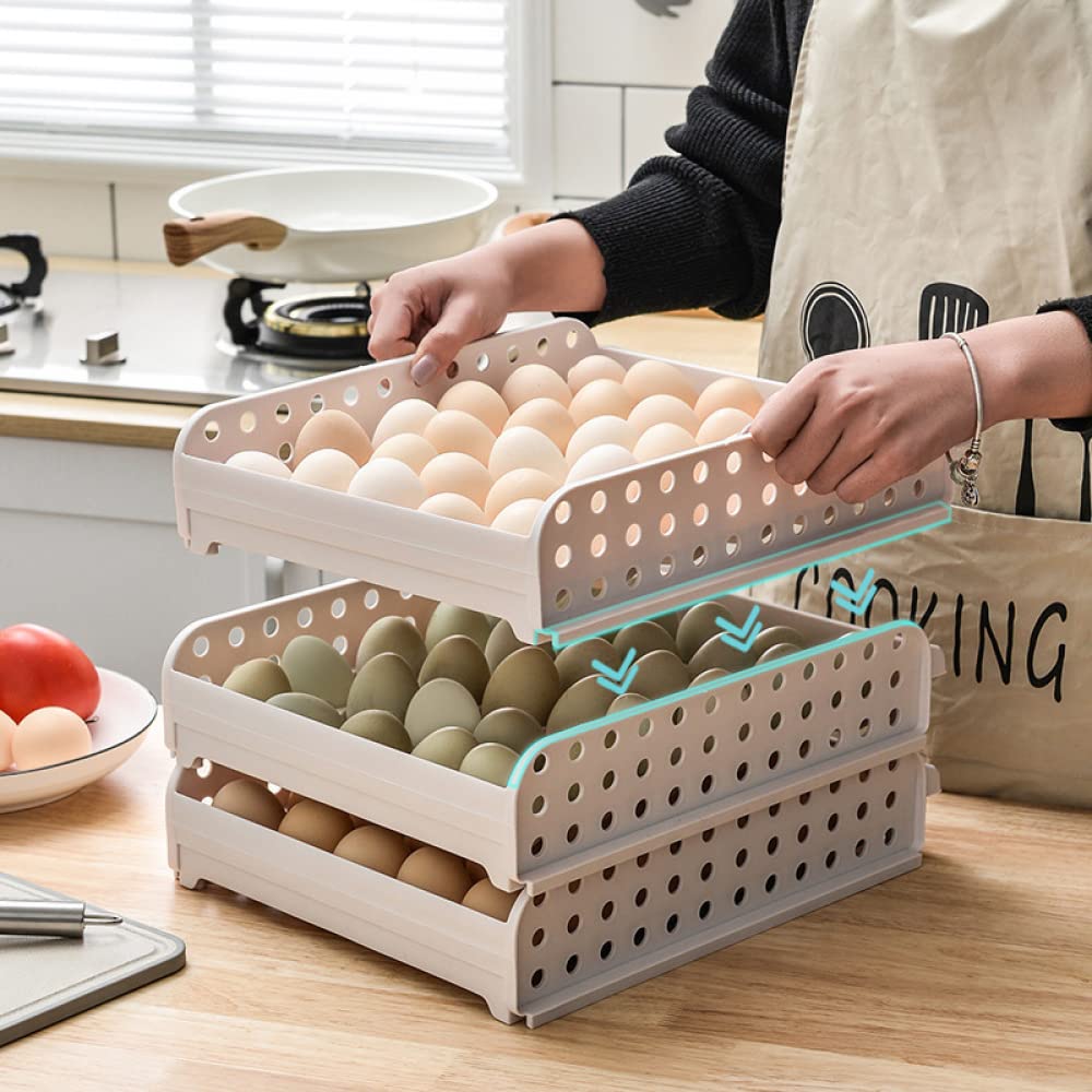 YXSH Caja De Almacenamiento De Rejilla para Huevos para El Hogar Cajón Apilable De Múltiples Capas Cocina De Plástico Soporte para Rejilla De Almacenamiento De Huevos De 30 Compartimentos