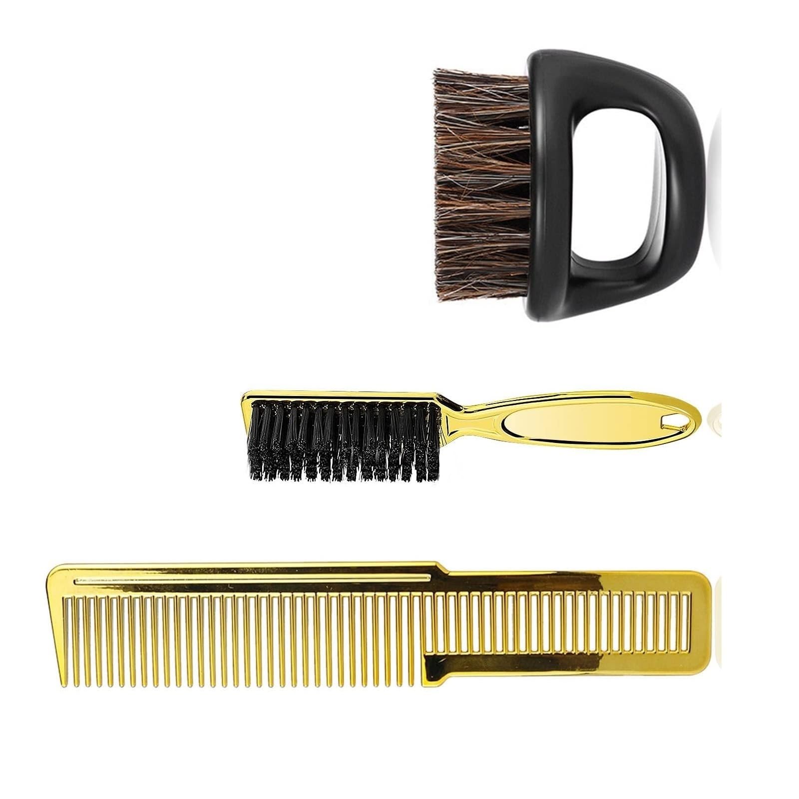 Salon Galvanisiertes Haarschneide-Kamm-Set For Aufhängen, Haarreinigung, Nackenbürste, Ring, Bartbürste, Stylist-Styling-Kamm-Set(Gold)