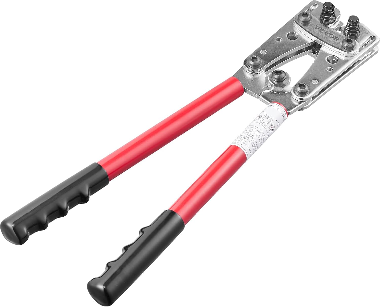 VEVOR Battery Cable Lug Crimping Tool, 10-1/0AWG with Cable Cutter and 48PCS Copper Ring Terminals, 6 Wire Sizes Crimping Die and 100pcs Heat Shrink Tubes, for Heavy Duty Wire Lugs
