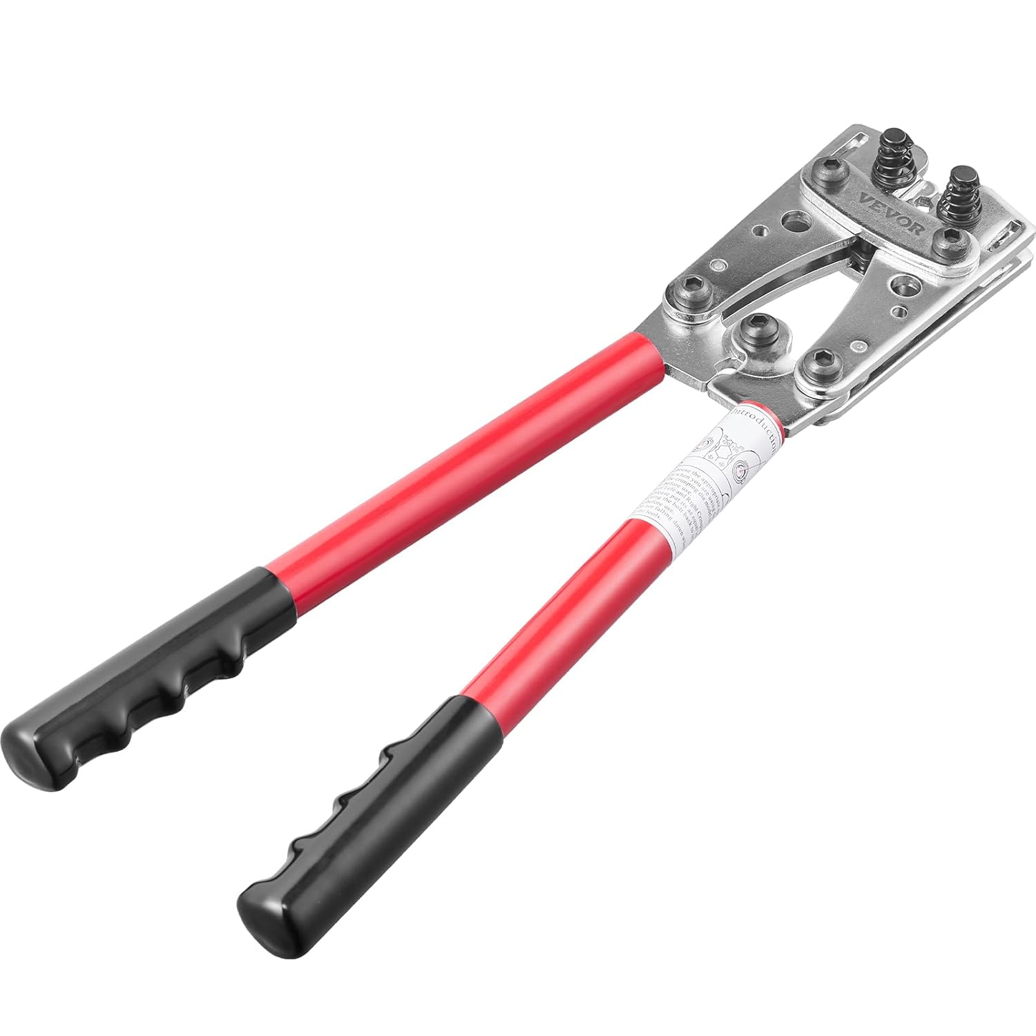 VEVOR Battery Cable Lug Crimping Tool, 10-1/0AWG with Cable Cutter and 48PCS Copper Ring Terminals, 6 Wire Sizes Crimping Die and 100pcs Heat Shrink Tubes, for Heavy Duty Wire Lugs