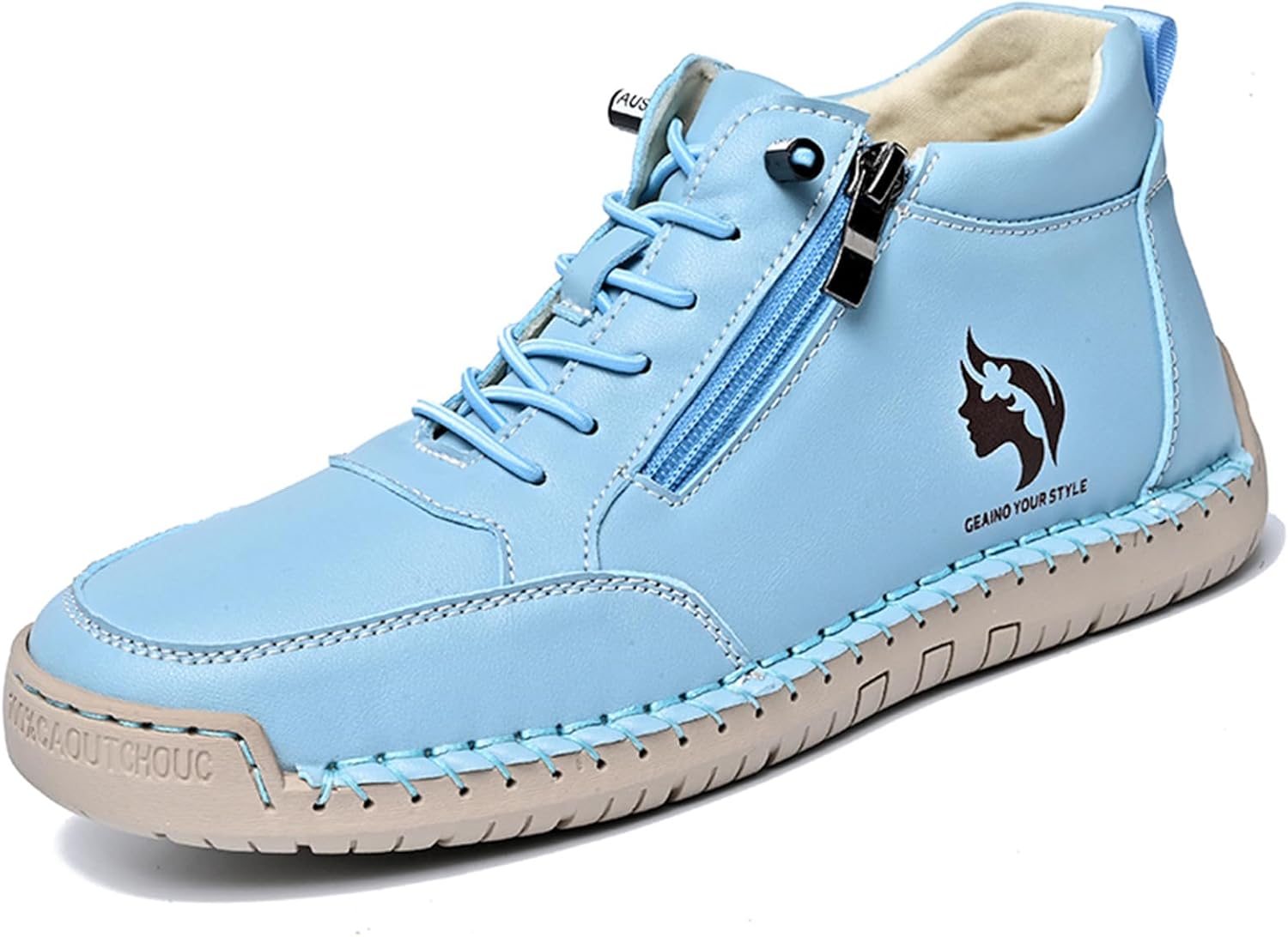 Women Ankle Boots Stylish Casual Sneaker Shoes with Zipper and Lace-Up Design for Easy Slip on, Lightweight and Comfortable