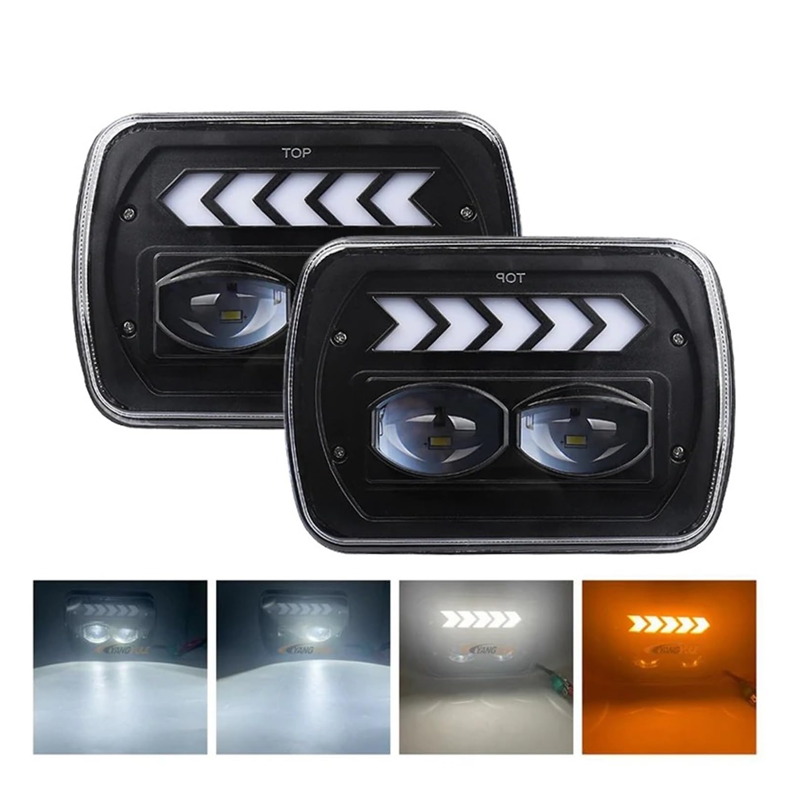FARO FANALE Quadrato 5x7 7x6 7 Pollici Faro Principale H4 DRL Indicatore Direzione Lampada Guida Per Auto Per Camion Fuoristrada Per Jeep Per Fari Per Cherokee Fari Anteriori(1piece black)