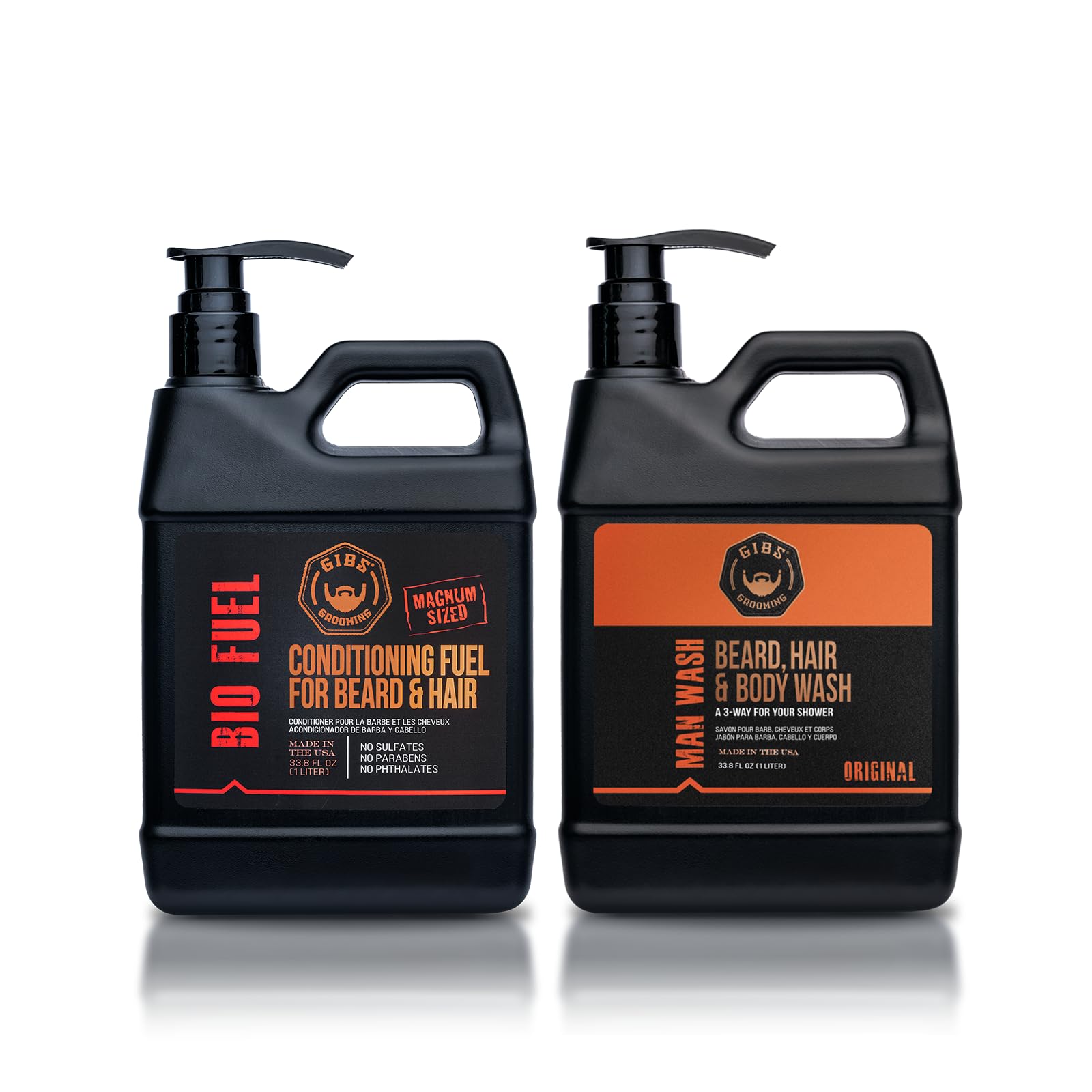 GIBS Grooming Man Wash Shampoo and Biofuel Conditioner, 33.8 fl. oz. Each 33.8 Fl Oz (Pack of 2)