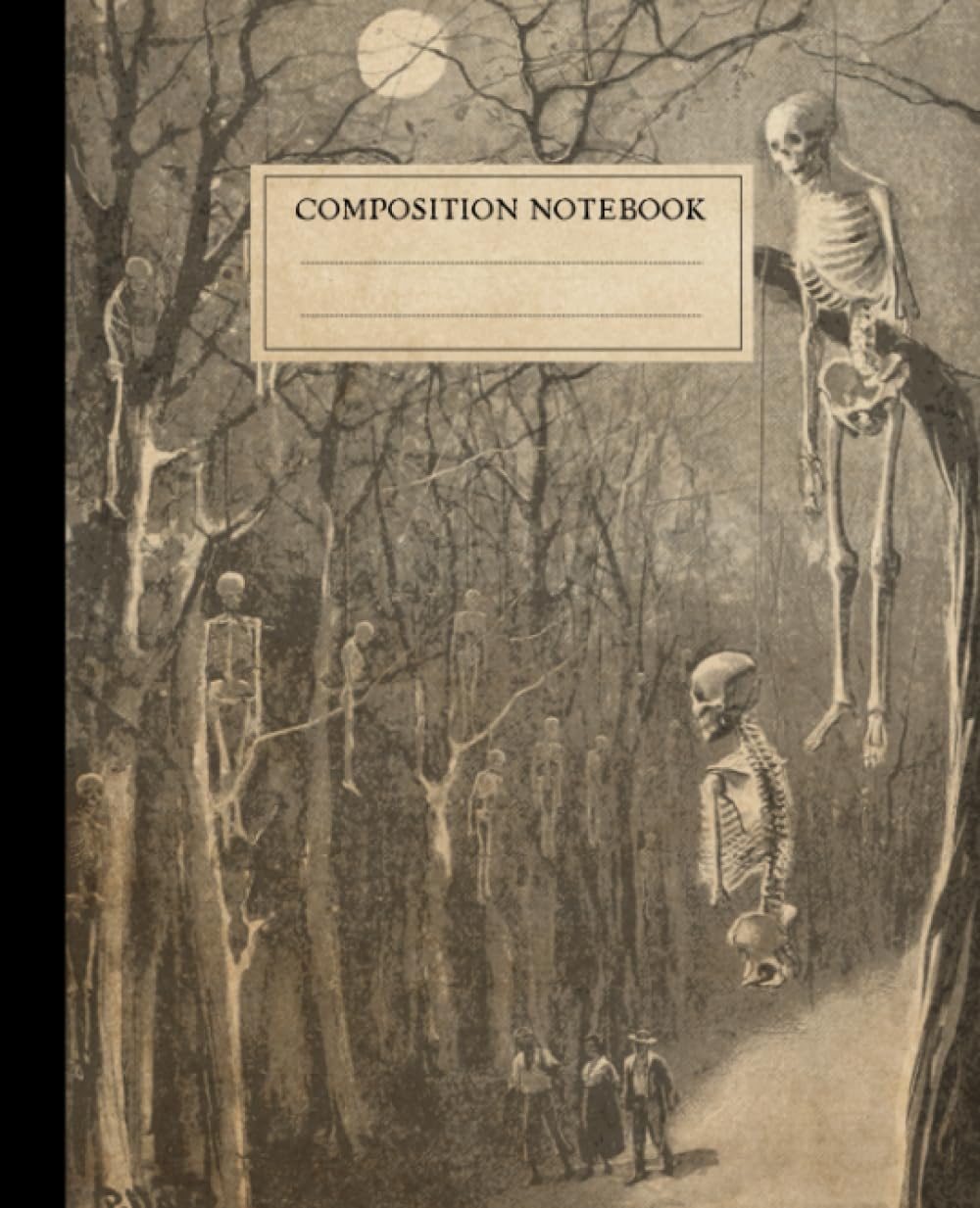 Vintage Composition Notebook: Haunted Woods & Skeletons Halloween Journal - Gothic Horror Aesthetic - Cream College Ruled Pages for Adults & Teens