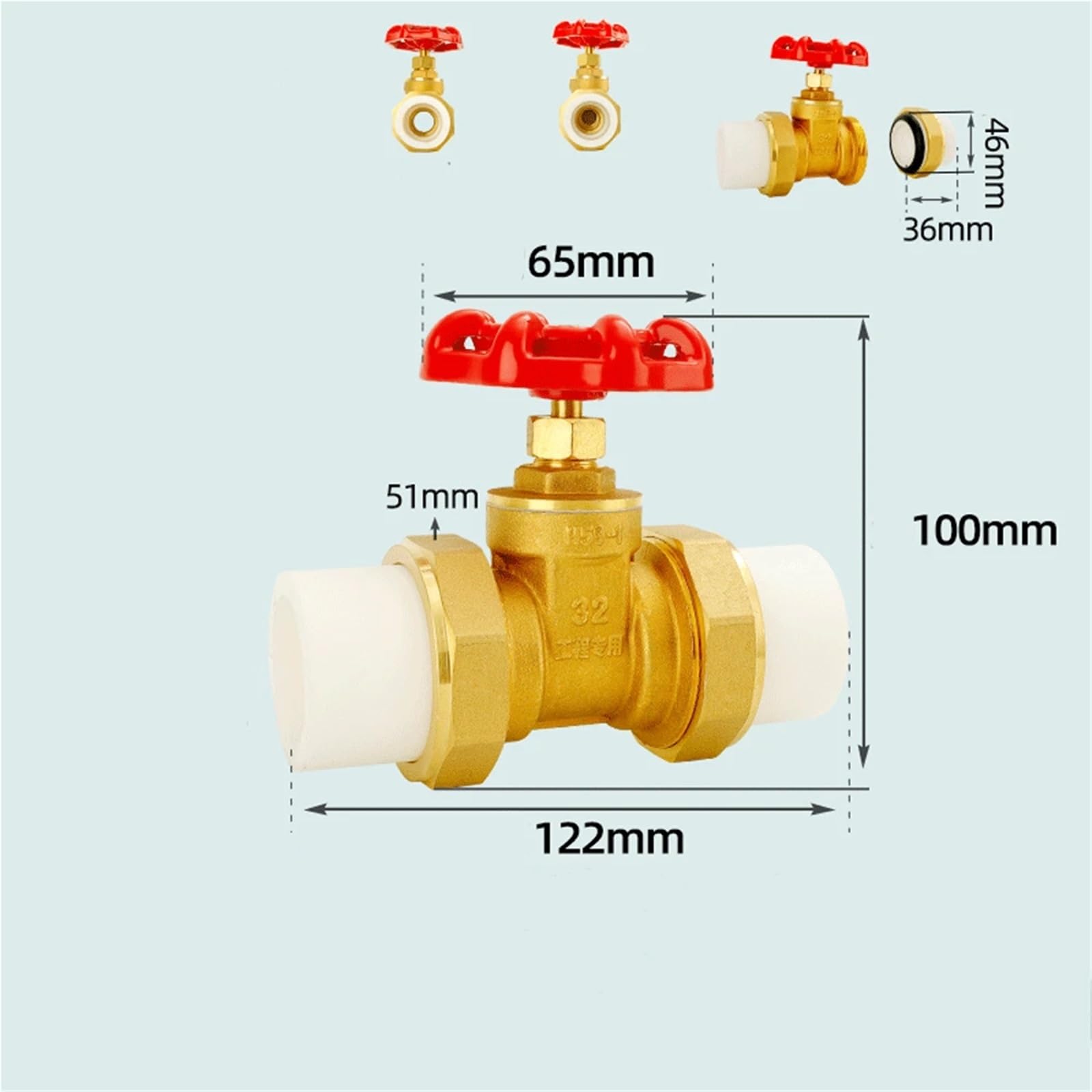 PPR Pipe PE Pipe Water Pipe Gate Valve Union Pipe Fitting Water Meter Tap Water Meter Tube Brass DN20 DN25 DN50 Connection Pipe(Gold)