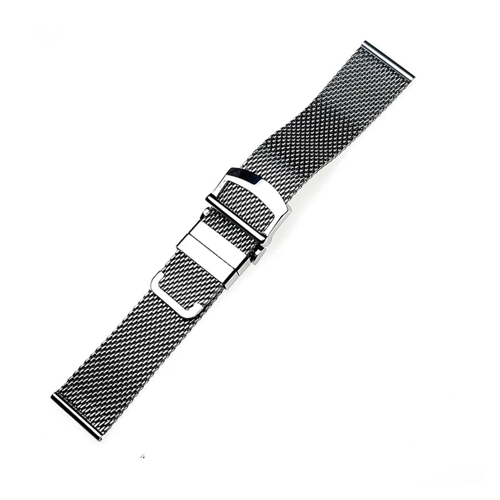Correa de reloj de malla milanesa de liberación rápida de 20 mm y 22 mm, hebilla plegable para hombres y mujeres