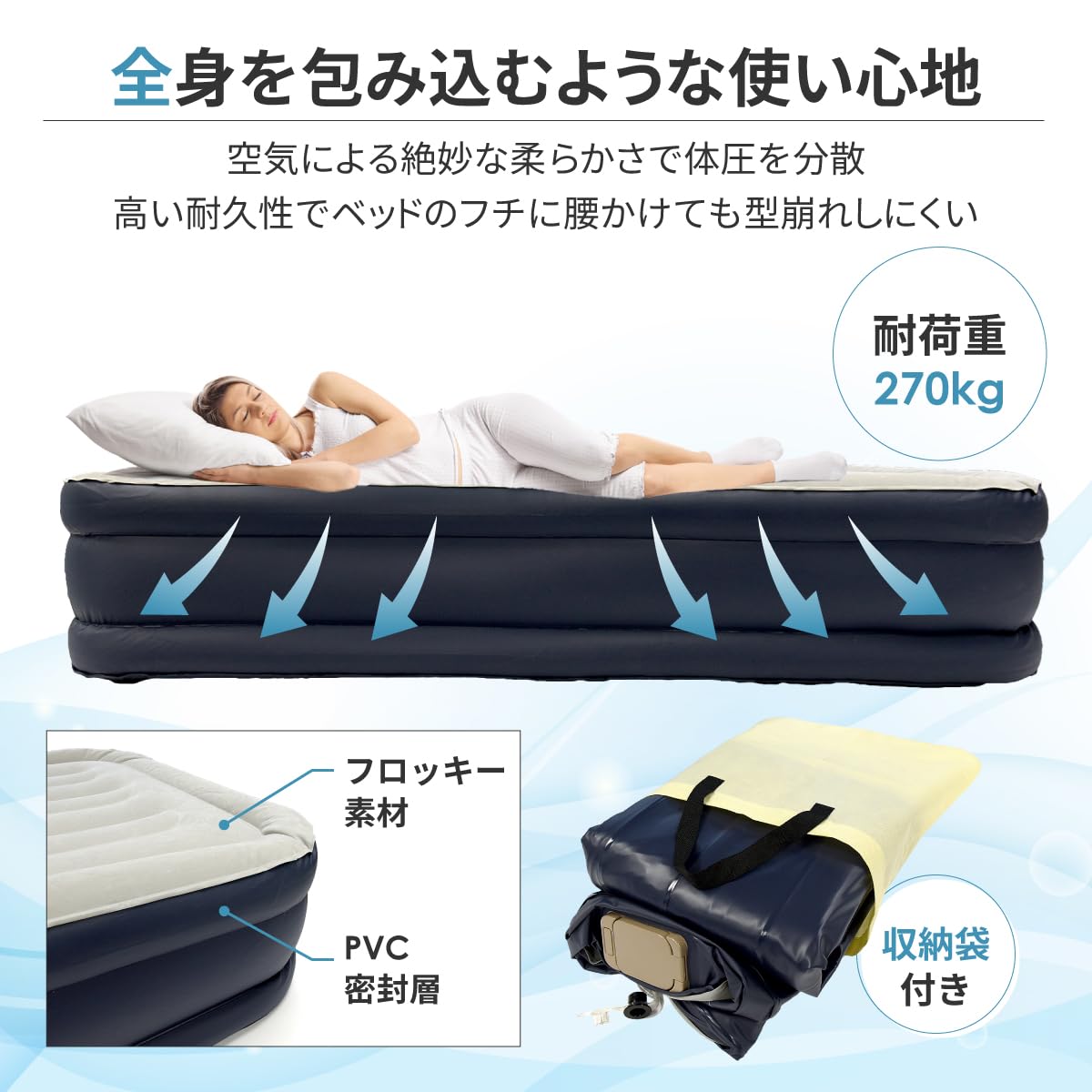 Amazon.co.jp: ST S&T エアーベッド ダブルサイズ エアーマット 電動