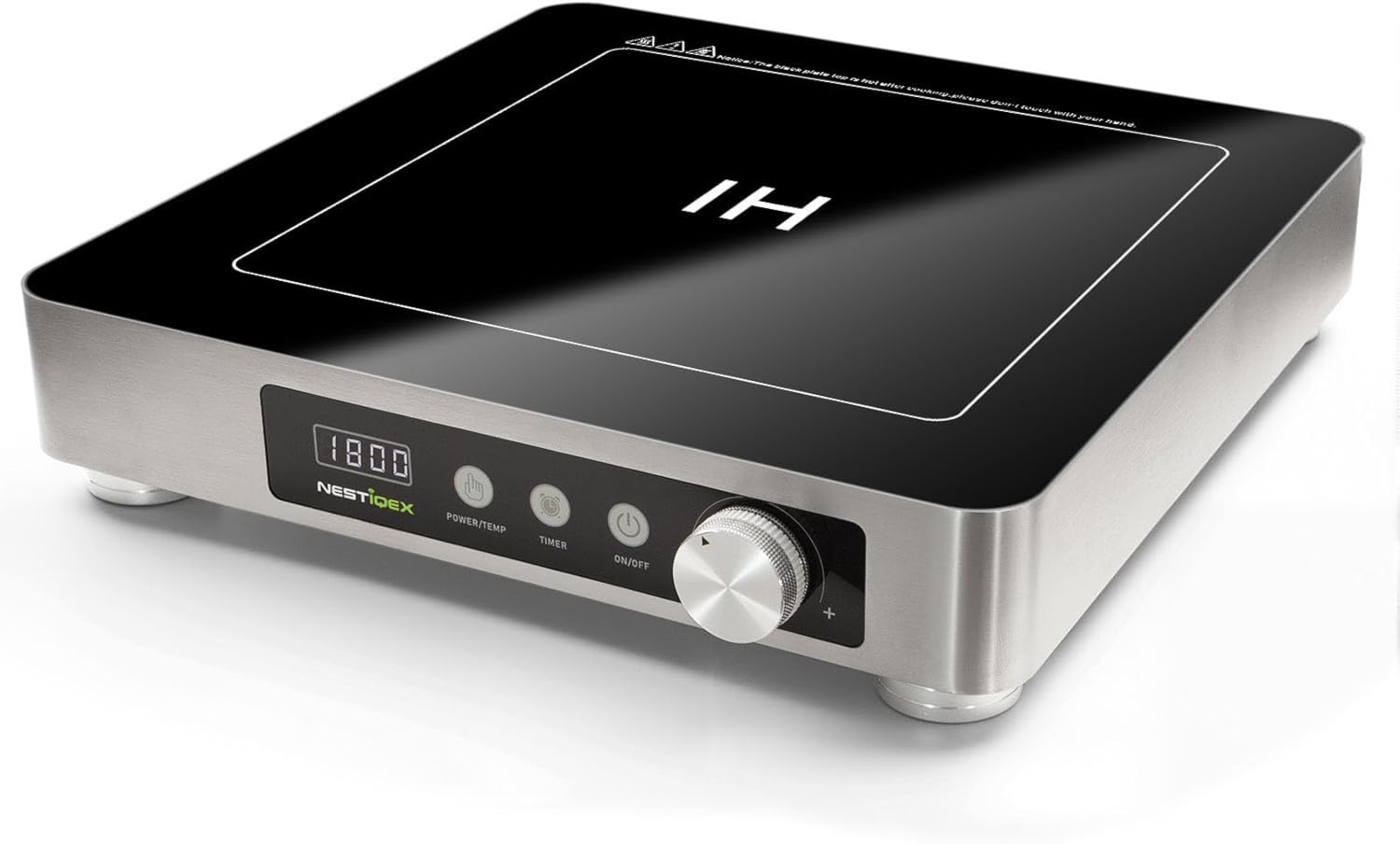 Commercial Portable Induction Cooktop,1800W Stainless Steel Electric Countertop Burner,11.4" Large Coil Hot Plate for Steak Searing,Griddle-Style Cooking Burner,Home Kitchen Restaurant,24hr Timer