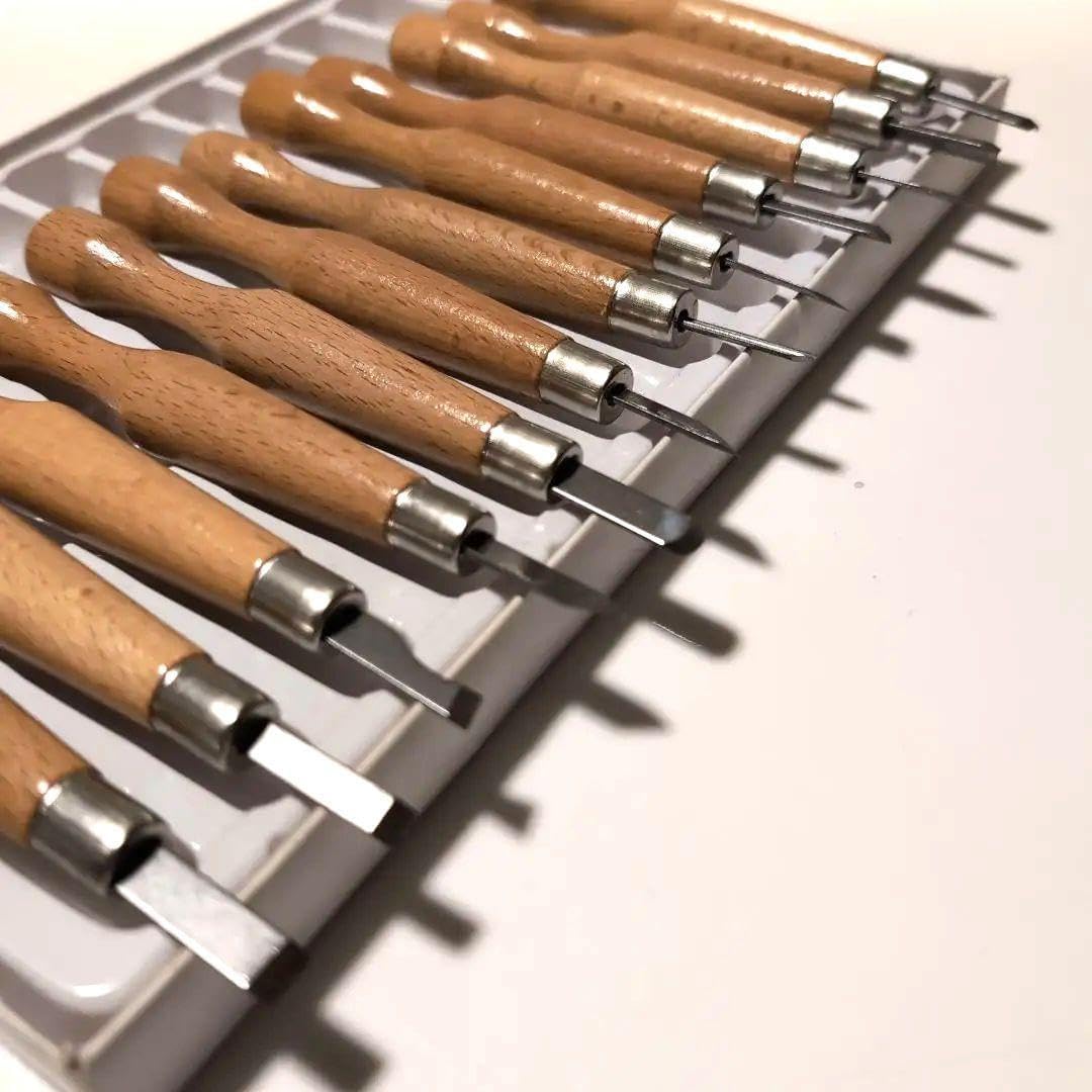 WOODPECKER/彫刻刀 12pcs 彫刻刀 のみ 鑿 ノミ 他 部品まとめて (HD1021wY)