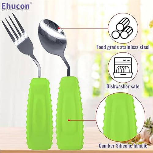 Miniatura 4 de Utensilios adaptativos para temblores de manos, utensilios con peso con mango antideslizante para un fácil agarre para uso de personas mayores (mano