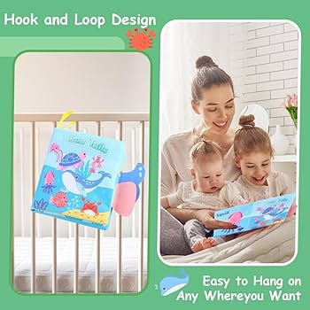 Livre En Tissu Sensoriel Pour Bébé 0-18 Mois - Animaux 3D Et Pages Crépitantes - Lavable Et Sûr