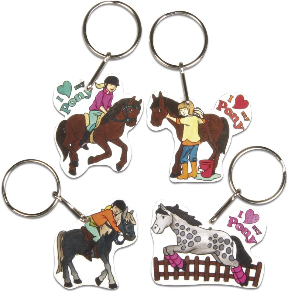 Rayher Magic Shrinking Art My Pony, 4 Charms with Key Rings