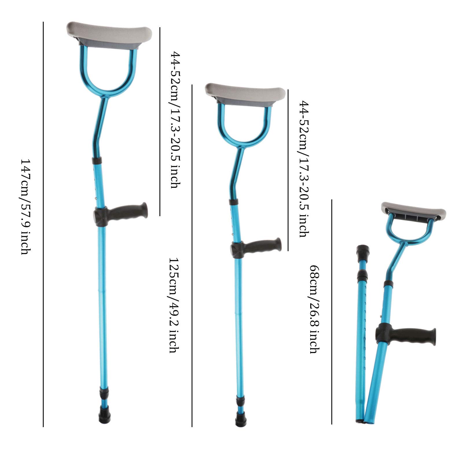 ELQ Muletas Axilares Plegables con Reposabrazos, Tubo De Aleación De Aluminio Ligero, Muletas Ajustables para Personas Mayores y Recuperadas
