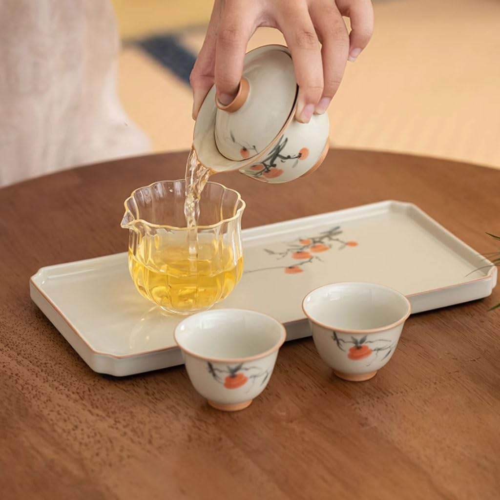 Bandeja para Servir, Creativa Bandeja de cerámica Pintada a Mano para té Zen, Bandeja pequeña para Aperitivos y Frutas, Ideal para Comer en el Regazo.