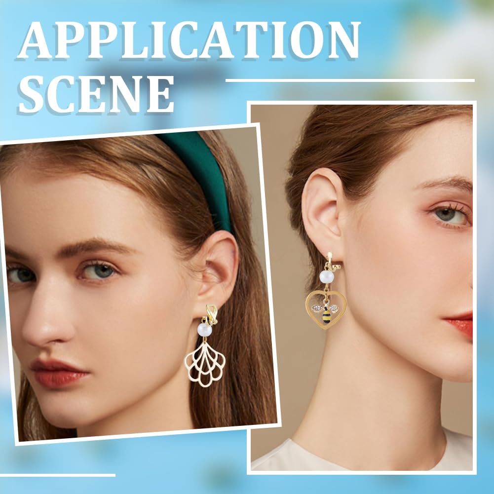 SUNNYCLUE 40 Fermoirs Clip Boucles D'Oreilles Dorés - Convertisseurs Non Percées Avec Boucle Laiton + Coussinets Plastique