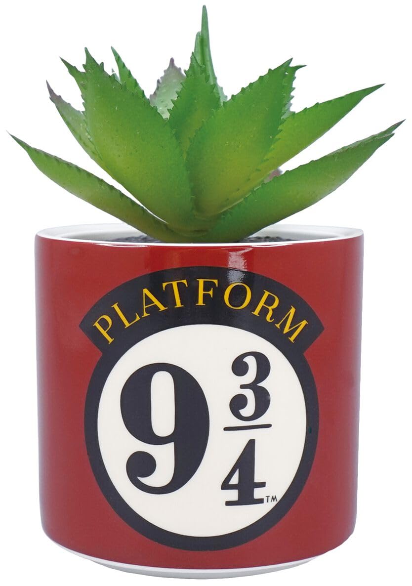 Harry Potter Plant Pot with Faux Plant 11.7cm - Platform 9 3/4 - Plant Pot Indoor - Small Plant Pot Décor