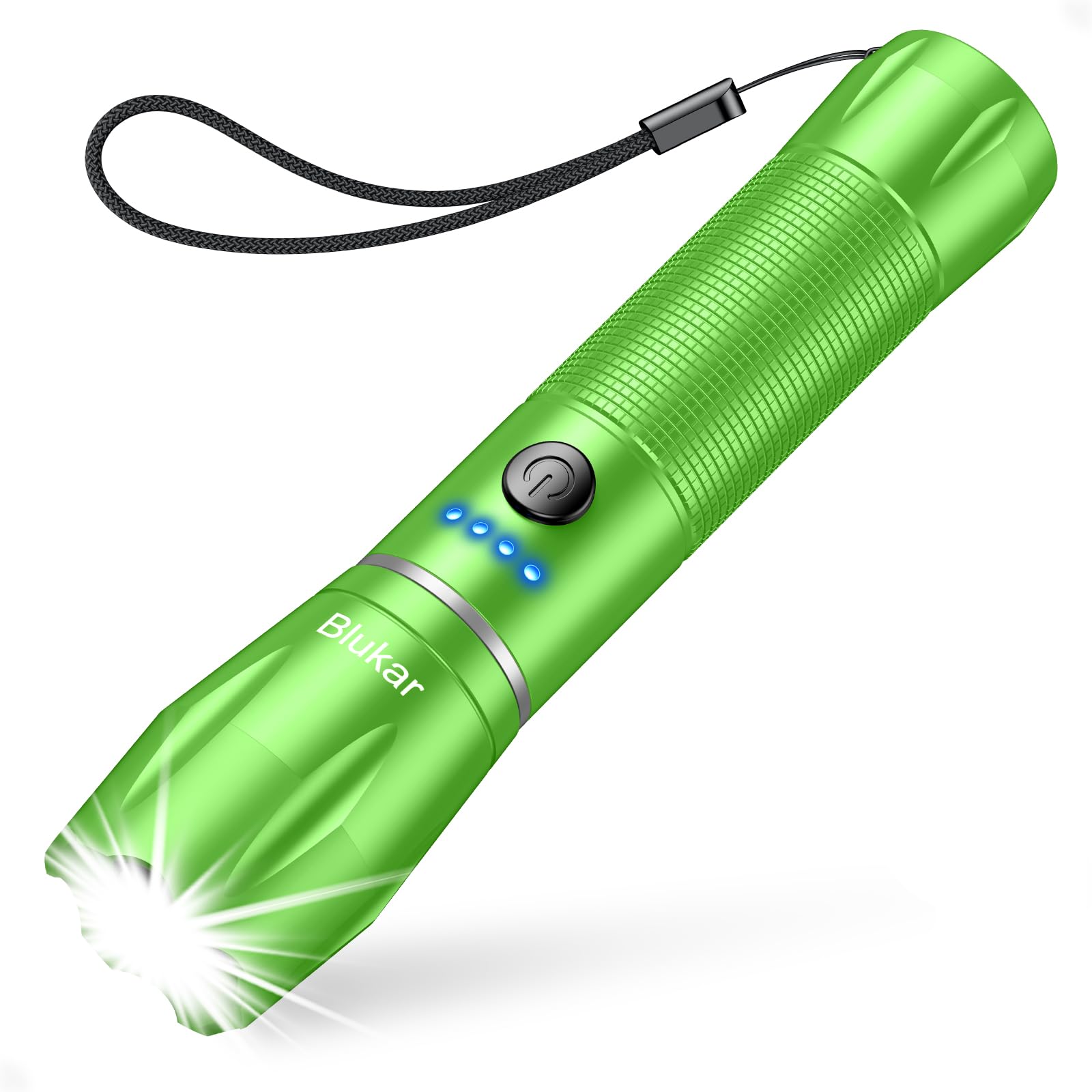 Blukar LED Torch Rechargeable, 2000L Super Bright Flashlight with 5 Modes,Adjustable Focus,Water Resistant,Lightweight Handheld Torch for Camping, Dog Walking, Power Cut, Emergency etc-Emerald Green [Energy Class A+++]