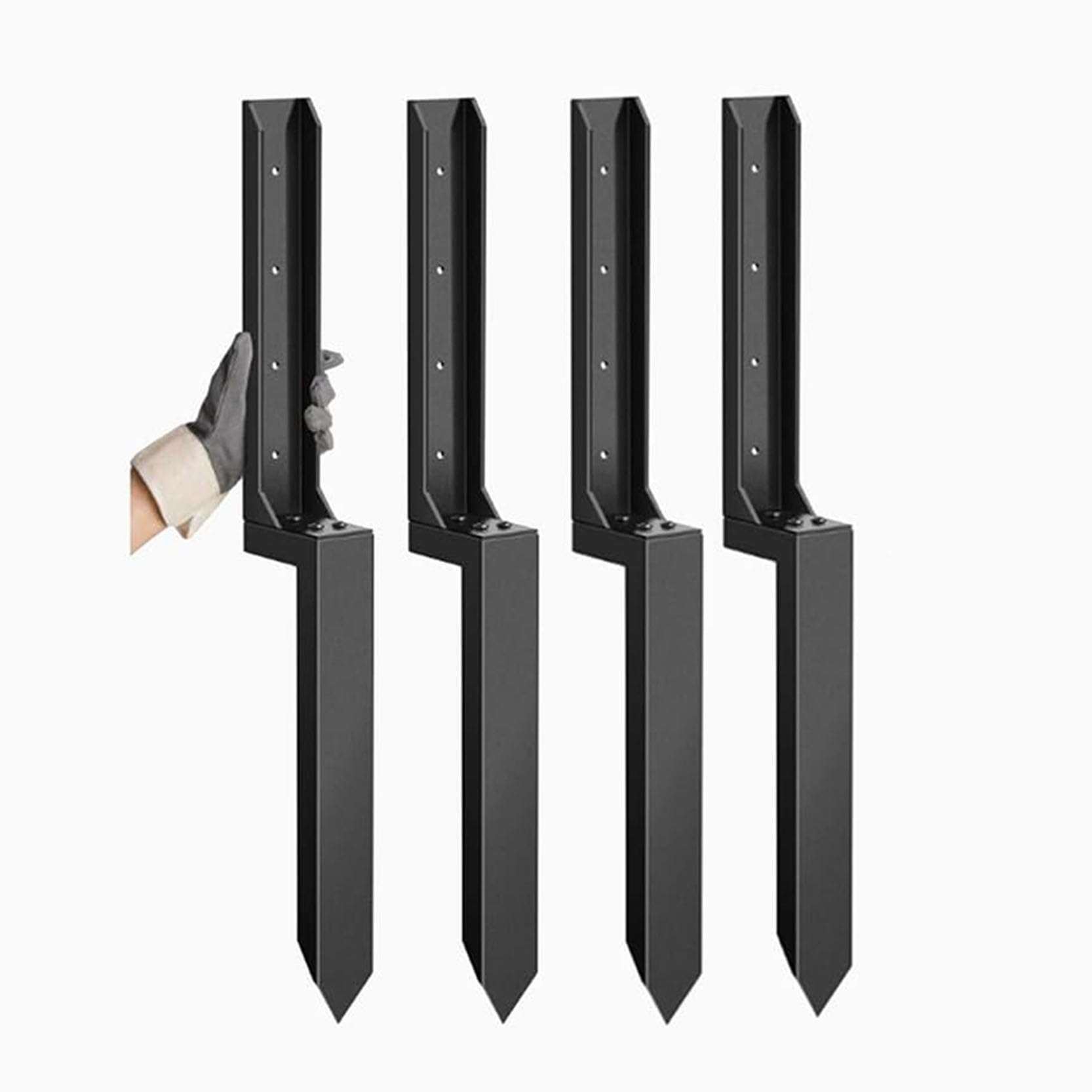 LQSYBHD Heavy Duty Fence Post Repair Kit Ground Post Anchor Fence Post Support Fence Stakes Post Base Mailbox Post Anchor Bracket for Repairing Leaking or Broken Wood Posts(Size:4pcs)