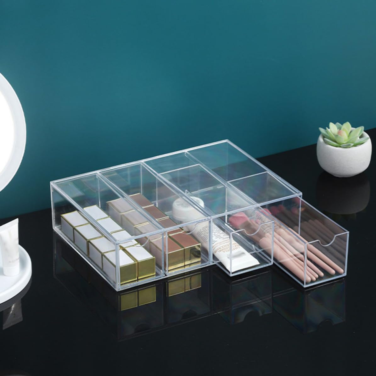 Ciieeo Transparente Acryl Brillenbox 2 Stück mit 4 Schubladen
