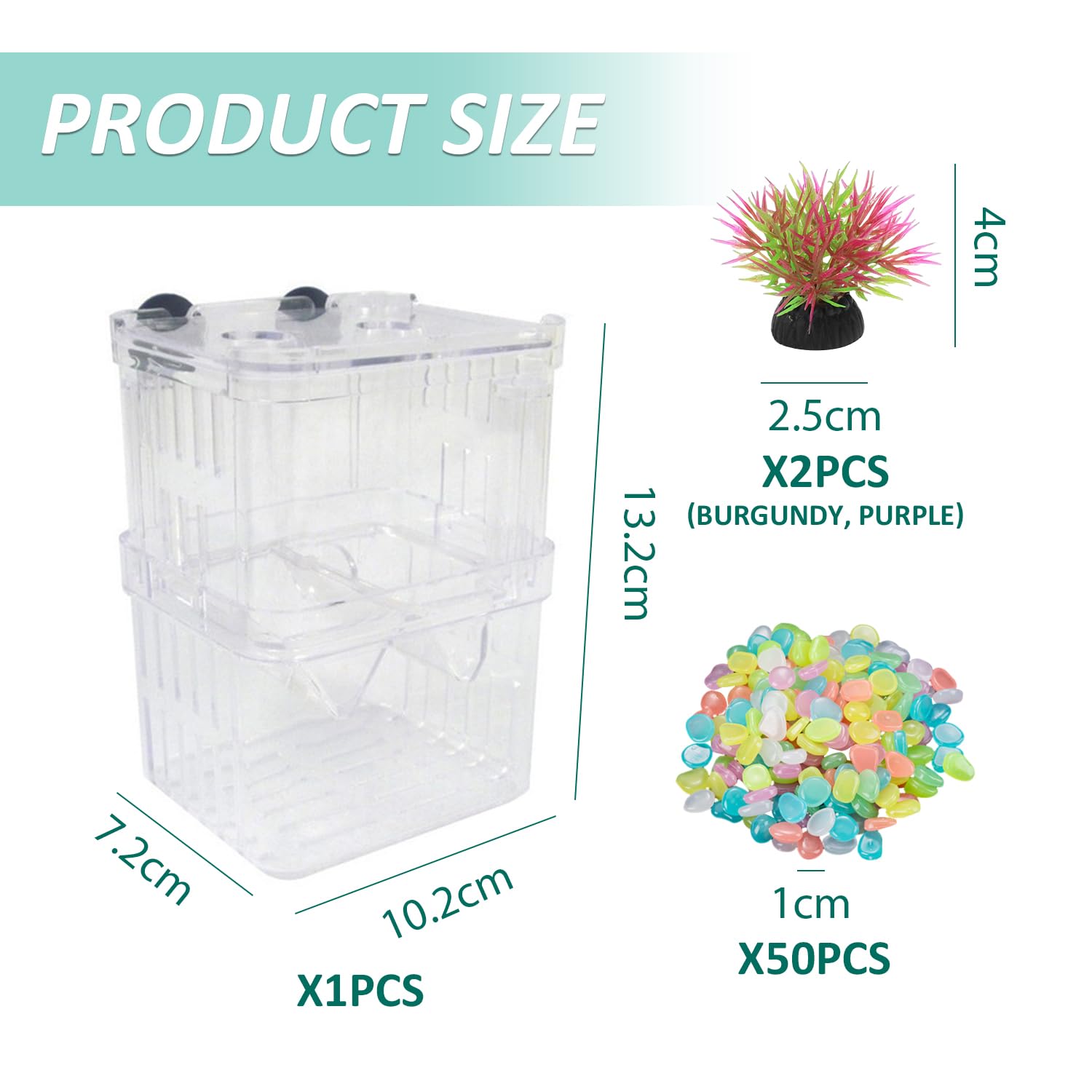 WUFGWBD 1 Fish Tank, 2 Simulated Aquatic Plants And 50 Luminous Stones, Aquarium Landscaping Supplies - Image 2