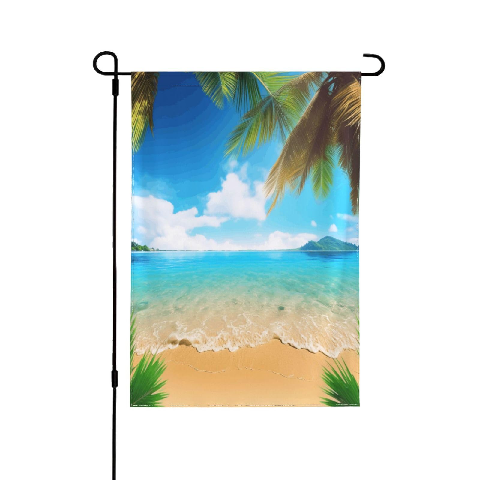 Drapeau de jardin anti-décoloration thème plage tropicale double face pour extérieur