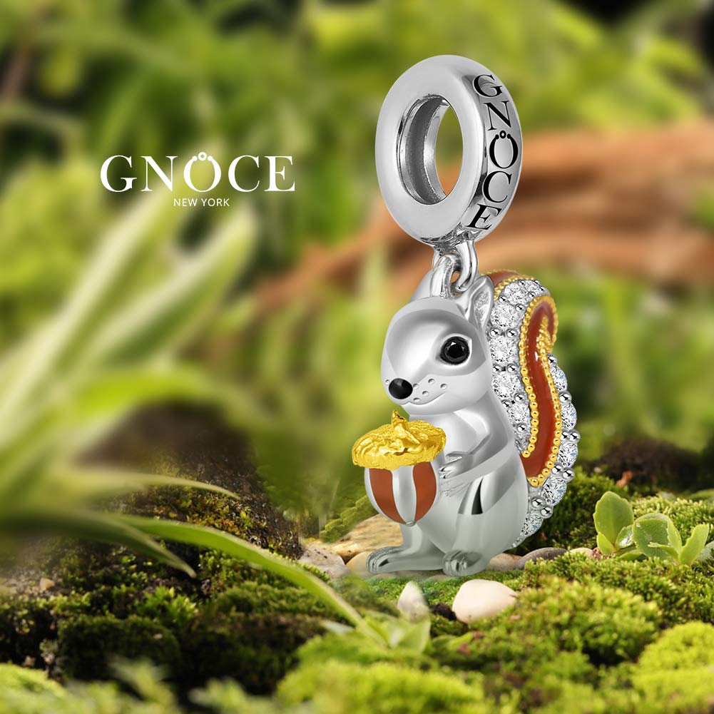 GNOCE Ciondolo con Ciondolo Scoiattolo Ciondolo Animale in Argento Sterling con Zirconi Cubici Adatto a Tutti i Gioielli Moda Braccialetto/Collana per Le Donne Ragazze