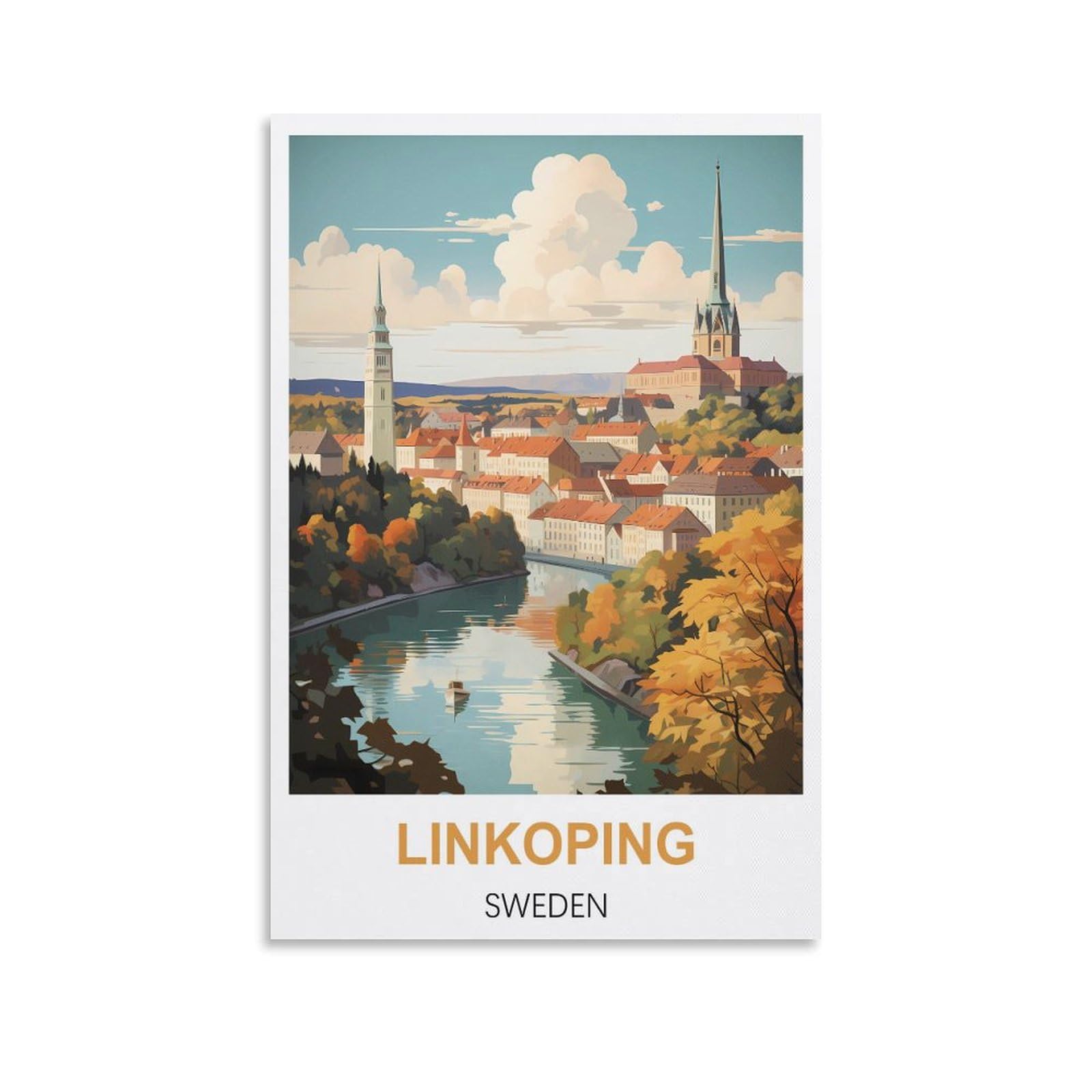 Metal Tin Sign Linkoping Swedens,Tin Sign Retro Wall Art Poster for Home Man Cave, Cafe Bar Wall Decor 30x40cm